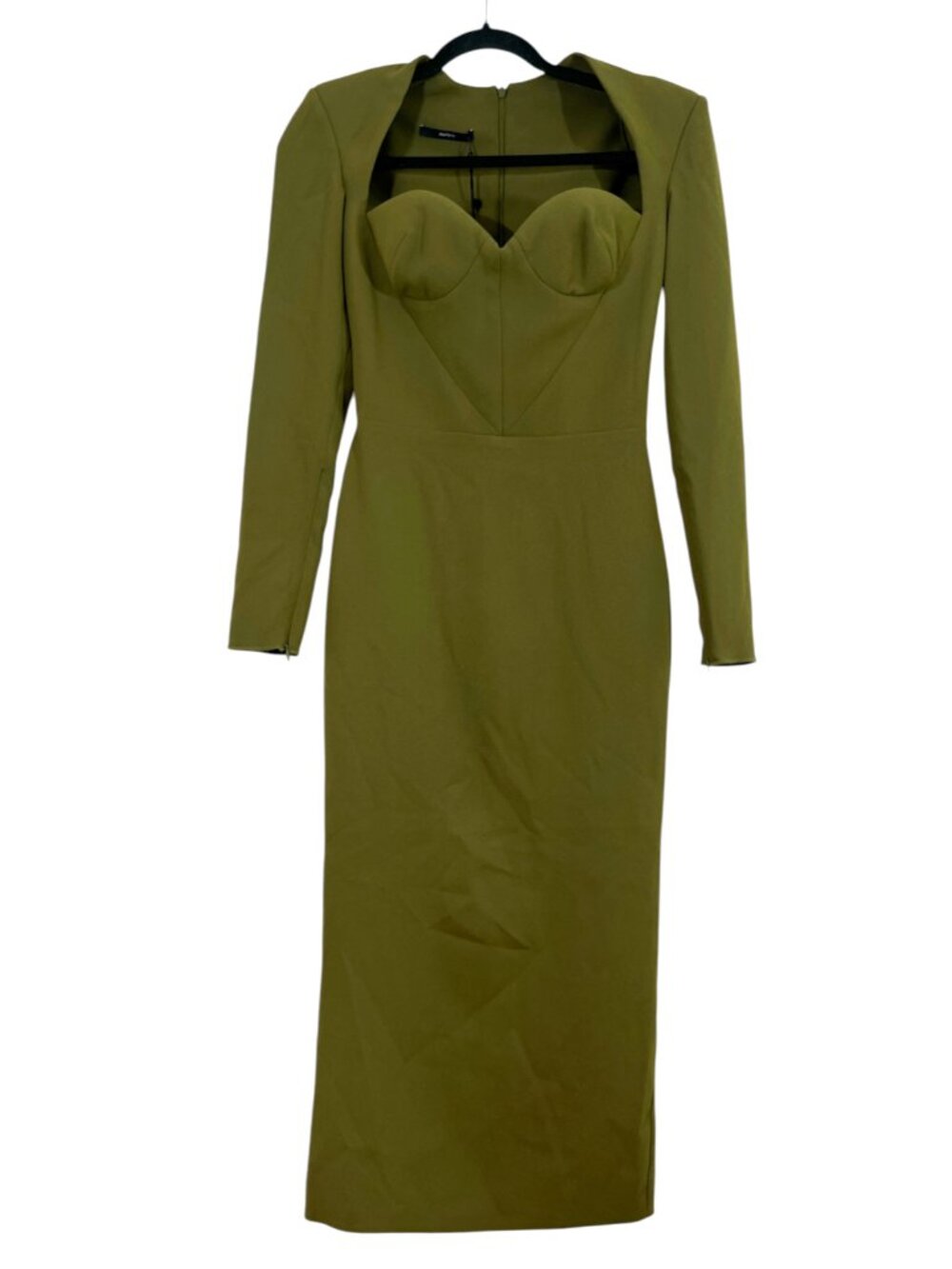 Alex Perry Stretch Crepe Sweetheart Portrait Dress Khaki Green Size 8 New $1200